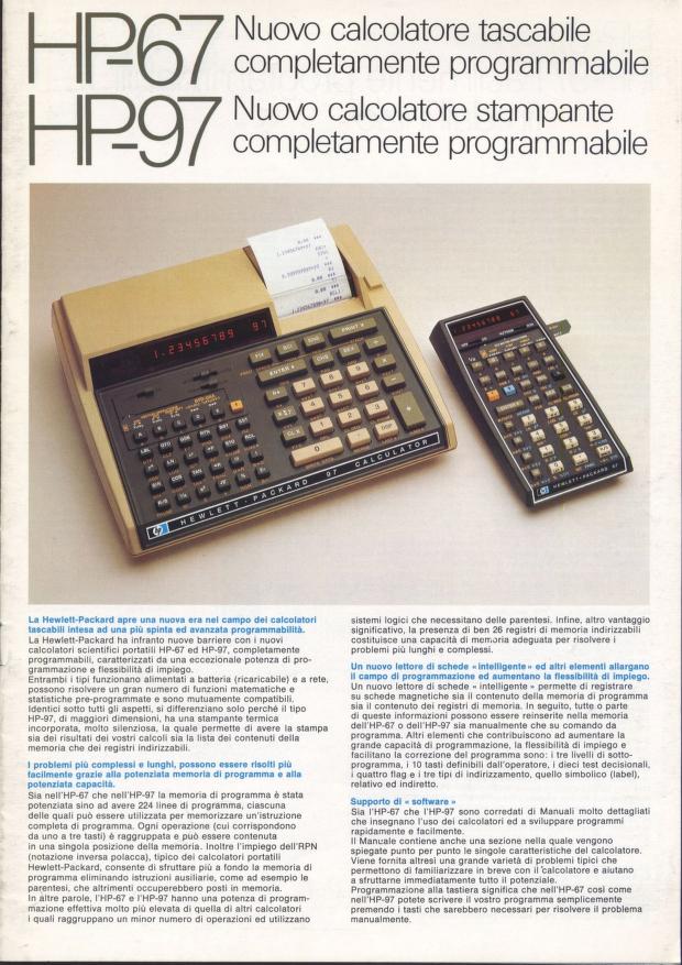 HP-67 / HP-97 (brochure) : Hewlett-Packard Italiana s.p.a. : Free Download,  Borrow, and Streaming : Internet Archive